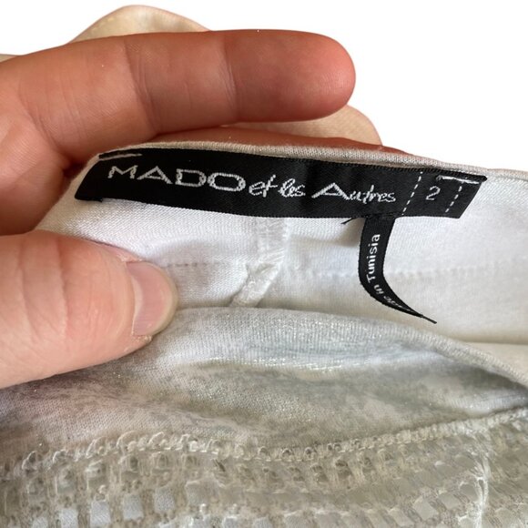 Mado et les Autres Layered Drop Waist Shift Dress Size 2 White Silver Sleeveless - Picture 4 of 4